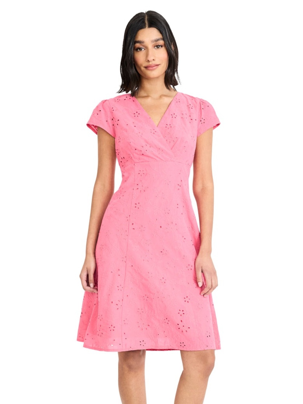 ‼️NEW Maggy London Cap Sleeves Eyelet Pink Dress